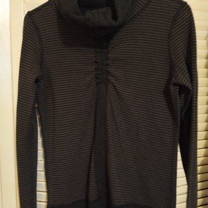 In a cinch Lululemon long sleeve cowl neck dark & light gray stripe top …